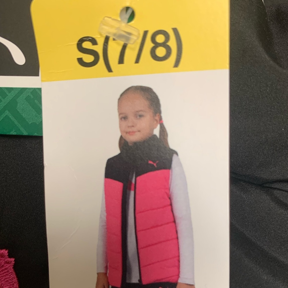 PUMA Girl's 2 Piece Set Quilted Vest Long Sleeve T-Shirt S (7/8) NEW - Picture 3 of 8